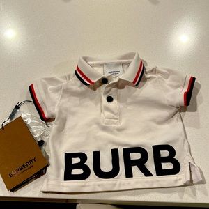Burberry White Polo Shirt with Black and Red Accents